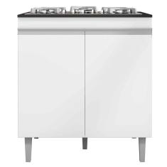 Balcão Para Cooktop Adriana 2 Portas com Tampo Branco