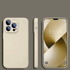 Capa para iphone 12 silicone líquido quadrado capa de proteção de lente completa, cor branca cremosa, para iphone 12