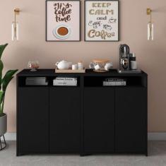 Conjunto 2 Balcões para Escritório Cantinho do Café Home Office Cool Artany Preto