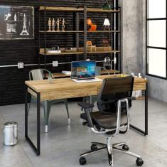 Mesa para Escritório 150cm 2 Gavetas Kuadra Compace Carvalho