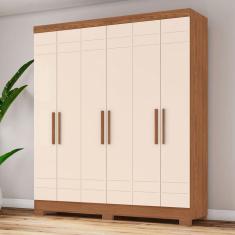 Guarda-Roupa Solteiro 6 Portas 2 Gavetas Nature/Off White B369 - Briz
