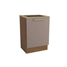 Gabinete de Cozinha Modulado Balcão Botanic M629 p/Cooktop 1 Porta c/Tampo 60cm Nogueira/Fendi/Nogueira - Kappesberg