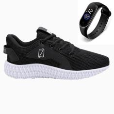 Tênis Masculino Academia Esportivo Moderno Leve Conforto Com Relógio-Masculino