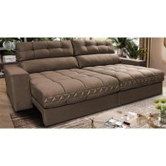 Sofá Retrátil e Reclinável 2,12m Molas Ensacadas Cama inBox Brasil Vel