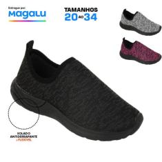 Tênis Menino Calce Fácil Mescla Preto Cinza Pink Sapato infantil Leve 