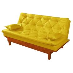 Sofa Cama Caribe em Material Sintético Essencial Estofados, Amarelo