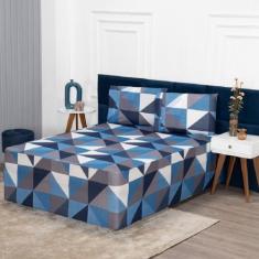 Lençol Para Cama Conjugada Queen 2 em 1 Malha Estampada Cobre Colchão 