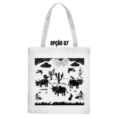 Bolsa Ecobag Xilogravura Eu Amo O Nordeste Bom Demais Gírias - LARANJA