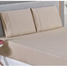 Jogo de Lençol 400 Fios Ponto Palito casal Padrão 04 Peças - BORGON, c