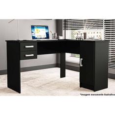 Mesa Computador Barcelona Com 2 Gavetas Preto Politorno