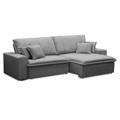 Sofá 3 Lugares Retrátil e Reclinável Sarov Veludo Cinza