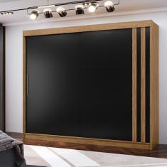 Guarda Roupa Casal 2 Portas De Correr 4 Gavetas Seul Mx Móveis Freijó/nero