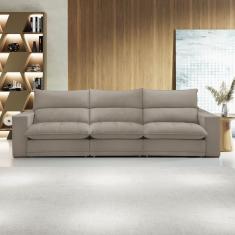 Sofá Retrátil E Reclinável Martinho 350cm Bege Claro