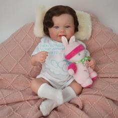 Boneca Bebê Reborn Realista Brastoy Silicone Pode Dar Banho Conjunto d