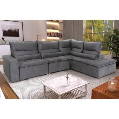 Sofá De Canto Amsterdam Azul Molas Retrátil Reclinável