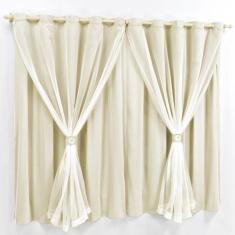 Cortina 2 Mts Sala Quarto Malha com Voal Trilho Comum Baratissima Palh