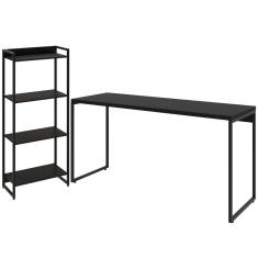 Kit Escritório Estante 4 Prateleiras Com Mesa 150Cm Onix