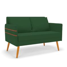 Namoradeira 02 Lugares Mari Veludo Verde Pés Palito Castanho - D'Rossi