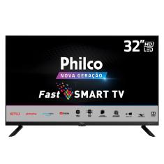 Smart TV LED 32 HD Philco Processador Quad Core gpu Triple Core Dolby Audio Mídia Cast Wi-Fi hdmi e USB Preta Bivolt PTV32G70SBL