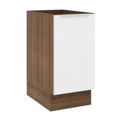 Balcão Madesa Lux 40 cm 1 Porta (Sem Tampo) - Rustic/Branco Veludo