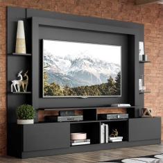Rack Estante c/ Painel TV 65&quot; e 2 portas Oslo Multimóveis Preto