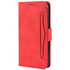 GSYH Capa flip para iPhone 13 Mini/13/13 Pro/13 Pro Max, capa carteira de couro legítimo slots para cartão Kickstand TPU à prova de choque capa protetora magnética fólio capa, vermelha, 13 Mini 5,4 polegadas
