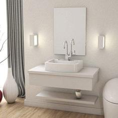 Bancada para Banheiro 80cm com Cuba Aria RT41 Prateleira e Espelheira 806w Metrópole Compace Branco Chess