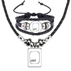 Símbolo de teclado Ctrl Art Deco presente moda colar pulseira conjunto de joias