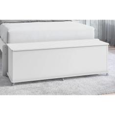 Baú de Madeira p/ Cama Casal Luca Branco Casa D