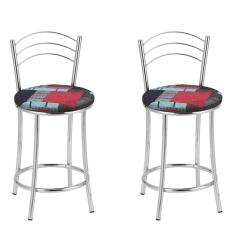 KIT 2 Banquetas Cromadas Bc26-c - E522 Cromado/Estampado