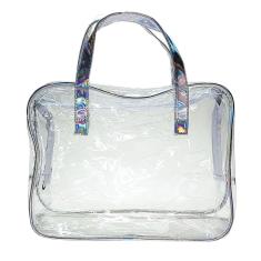 Bolsa Praia Pvc Transparente Alças Coloridas + Canga Saída De Praia Retangular