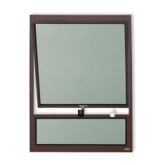 Janela de Alumínio Maxim-Ar com Bandeira 80x80cm Vidro Mini Boreal Plus Brimak Corten