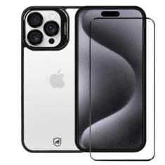 Kit Capa Case Capinha Gravity Preta e Pelicula Coverage 5D Pro Preta para iPhone 15 Pro - Gshield