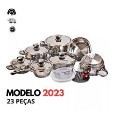 Jogo de panelas antiaderente alemã - aço cirúrgico 23 peças - luxo