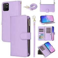 Furill Capa carteira para Samsung Galaxy S10 Lite com alça de pulso destacável, alça de ombro transversal, bolsa de couro com zíper, 11 + compartimentos para cartões, capa protetora para celular