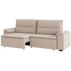 Sofá Retrátil Reclinável 5 Lugares Veludo Panamá Besthouse, Capuccino,