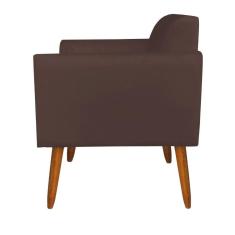 Poltrona Marisa Suede Marrom Pés Palito Castanho