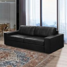 Sofá Decorativo Agatha 3 Lugares Sala de estar 235cm Pés em Madeira Co