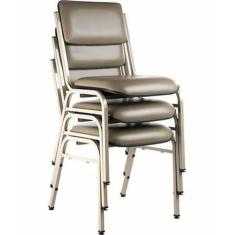 Kit com 3 Cadeiras Empilháveis Auditórios Linha Hotel Smart Cinza - De