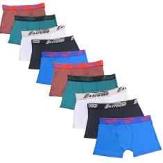 Kit 10 Cuecas Box Boxer Fristyle Em Microfibra Lisa Infantil, M
