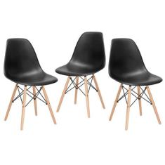 KIT - 3 x cadeiras Charles Eames Eiffel DSW - Base de madeira clara - 