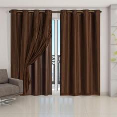 Cortina Blackout PVC com Tecido Voil 4,20 m x 2,50 m Tabaco - Do Lar D
