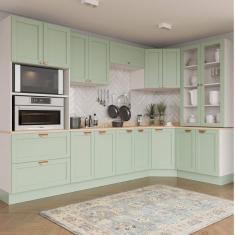 Cozinha Modulada 9 Peças com Tampo 4 Aéreos 4 Balcões e Torre Quente Arizona CabeCasa MadeiraMadeira Branco/Menta