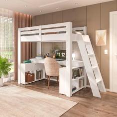 Cama Office Solteiro Adulto com Escrivaninha Star Light Casatema Madei