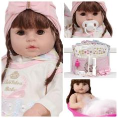 Bebê Reborn Boneca Turbante Silicone Menina Pode Dar Banho - Cegonha R