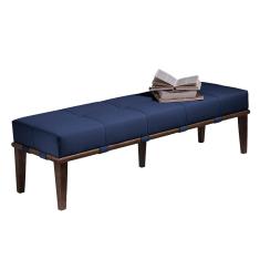 Recamier Decorativo 160cm Martínez Veludo Pés Madeira Azul/Imbúia - Gran Belo