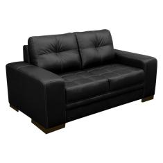 Sofá 2 Lugares Sala de Estar Milano 170cm Couro Preto - Gran Belo