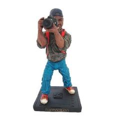 Fotógrafo Negro Estatueta Resina - Profissões - Buraco De Minhoca