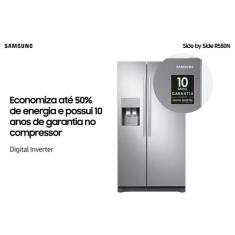 Refrigerador Side By Side Samsung de 02 Portas Frost Free com 501 Litros Painel Eletrônico Inox - RS50N3413S8/AZ