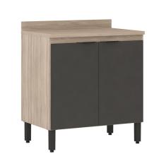 Balcão de Cozinha Firenze com Tampo 2 Portas Avena e Grafito